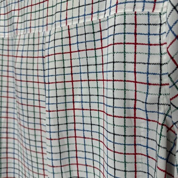 Joie White Red Blue Black & Green Plaid Front Button Pockets Long Sleeve Shirt L - Picture 6 of 13